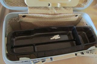 Vintage Samsonite hard shell Cosmetic Mocha Train Travel Case Luggage Makeup 4