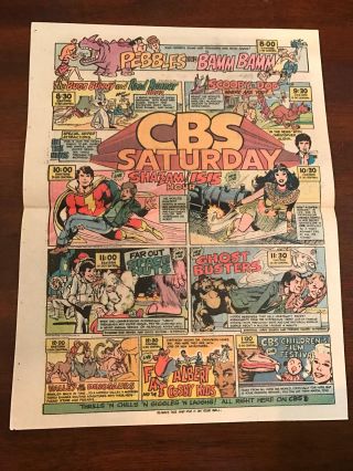 1975 Vintage 2pg Print Ad Cbs Saturday Morning Cartoons Shazam/isis,  Bugs Bunny,
