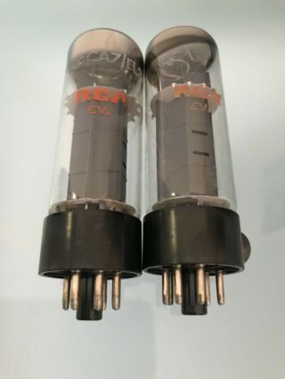 Pair Mullard 6ca7 El34 Vacuum Tube Labeled Rca Single Getter 1 Double Supported