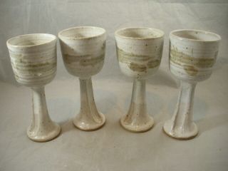 Vintage Handcrafted Studio Pottery 4 Marj Peeler Wine Goblets