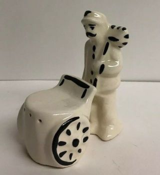 Vintage Street Sweeper With Cart Salt And Pepper Shakers Porcelain
