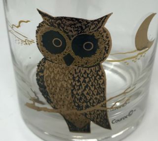 8 Vintage Couroc Low Ball Glasses Owl & Moon Theme Mid Century