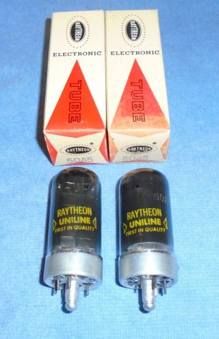 2 Nos Raytheon 50a5 Radio Vacuum Tubes - 1970 