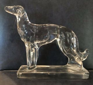 Vintage Art Deco Martinsville Glass Dog Statue Borzoi Russian Wolfhound Bookend