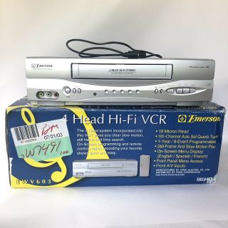 Emerson Ewv603 Vcr 4 Head Hi - Fi Stereo Vhs Recorder No Remote