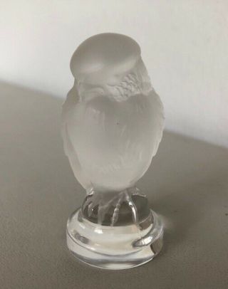 VINTAGE SIGNED LALIQUE FRANCE FROSTED CRYSTAL GLASS OWL BIRD FIGURINE 2