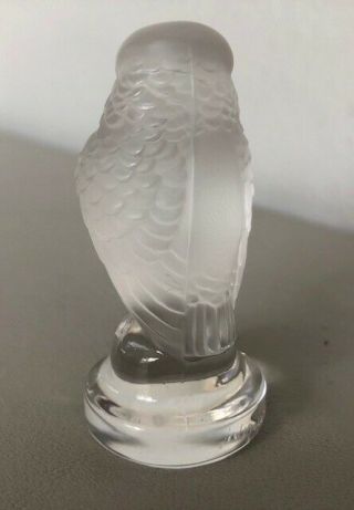 VINTAGE SIGNED LALIQUE FRANCE FROSTED CRYSTAL GLASS OWL BIRD FIGURINE 3
