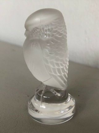 VINTAGE SIGNED LALIQUE FRANCE FROSTED CRYSTAL GLASS OWL BIRD FIGURINE 4