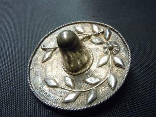 Vintage Sterling Silver Mexico Taxco Sombrero Hat Unique 1 3/4 Inch Pin Brooch