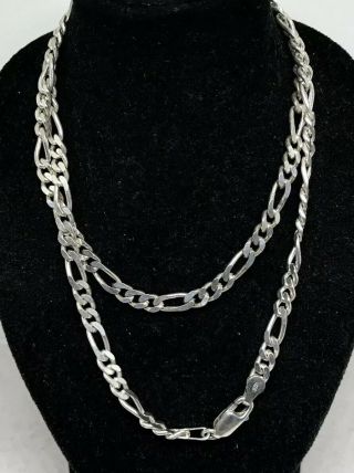 Vintage Italy Sterling Silver Figaro Link 4.  2mm Chain 20” Necklace 2