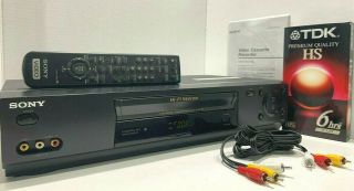Sony Slv - N77 Vcr Player Vhs Video Recorder Hi - Fi Stereo 4 Head With Remote,  More