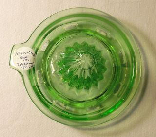 Vintage Green Glass Juice Tab Reamer With Drain Holes,  Bottom Rim Not Flat
