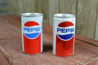 Vintage Pepsi Cola Old Soda Pop Cans Pull Tab Empty Pair