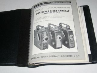 Vintage Kodak Company Cine Cameras Parts Lists & Service Info.  Binder
