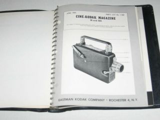 vintage Kodak Company Cine Cameras Parts lists & Service Info.  binder 3