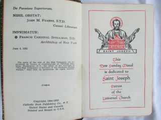 1954 Vintage St.  Joseph Sunday Missal Latin Mass Catholic Prayers - Large Print 3