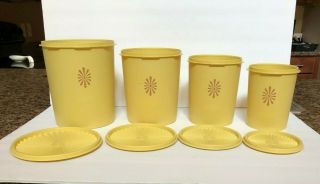 Vintage Tupperware Harvest Gold Servalier Canisters Set Of 4 Nesting With Lids