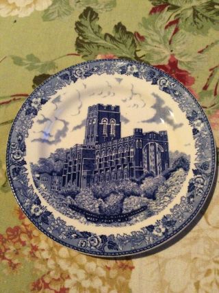 Vintage Old English Staffordshire Cadet Chapel West Point York Plate Blue