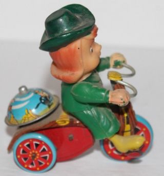Vintage Marx Toys Tin Wind Up Japan Cowgirl Girl Riding A Tricycle