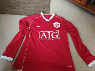 Vintage Manchester United Home Shirt Long Sleeved Rooney 8 On Back Size M