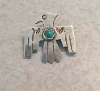 Vtg Sarah Chee Navajo Peyote Bird Sterling Silver & Turquoise Brooch Pin Signed