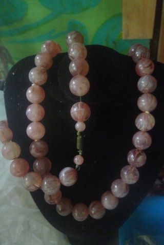 Estate Vintage Pink Lucite Beads Necklace Deco Flapper 80cm - 2 post 3