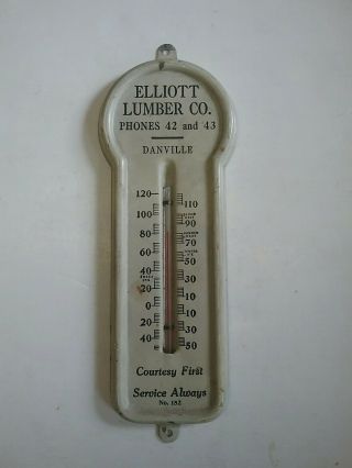Vintage Elliot Lumber Co.  Daville,  Illinois Metal Advertising Thermometer