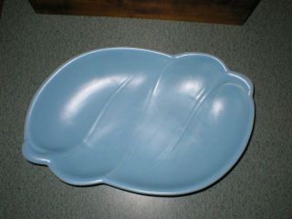 Vtg Royal Haeger Blue Leaf Candy Dish Platter Plate Mid Century Modern 13 1/2 " L