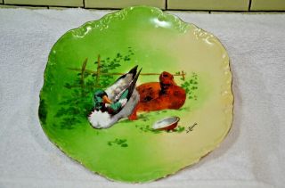 Vintage Coronet Limoges Ducks Hand Painted Platter Signed L.  Couderb (047)