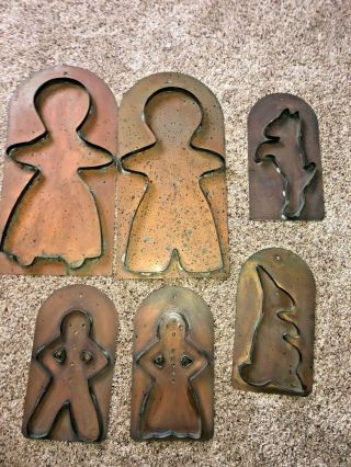 Vintage Pfaltzgraff Village Copper Cookie Cutters Gingerbread People Dog Bunny