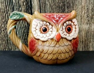 Vintage Cracker Barrel Hoot Owl Cup Oversized Ceramic Mug Wise Owl
