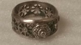Vintage Jewelry 925 Signed Nd Sterling Floral Marcasite Band Ring Sz 6 1/2