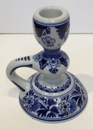 Delft Blauw Signed Numbered Hand Painted Made In Holland Candle Holder Vintage