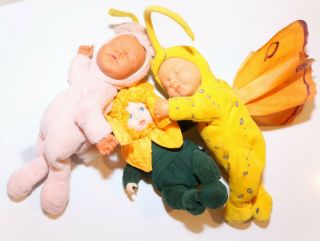 ❤️vtg Anne Geddes 11 " Butterfly 8 " Sunflower Bunny Rabbit Baby Doll Plush Lot❤️
