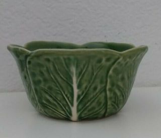 Vintage Bordallo Pinheiro Green Cabbage Cereal/soup Bowl 5 " Made In Portugal