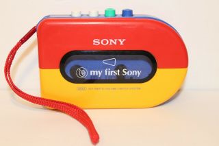 My First Sony Walkman Cassette Tape Player Wm - 3300 Red Yellow & Blue Vintage