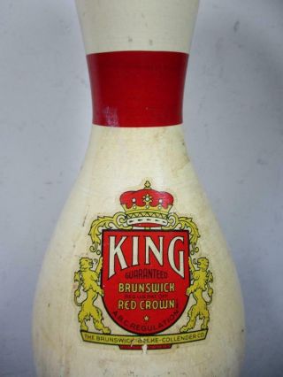Vintage Wooden Bowling Tenpin Ten Pin Brunswick King Red Crown Regulation 2
