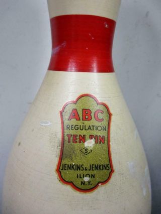 Vintage Wooden Bowling Tenpin Ten Pin ABC Regulation Jenkins NY 2