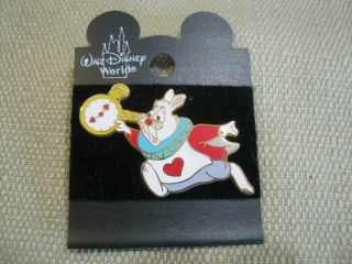 Vintage Walt Disney World Alice In Wonderland Pin,  White Rabbit With Watch