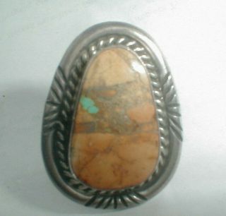 Vintage Navajo Jj John Chavez Sterling Silver Dry Creek Turquoise Ring