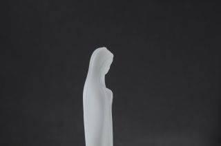 Vintage Fostoria Glass Silver Mist Madonna Virgin Mary Statue Figurine Satin 2