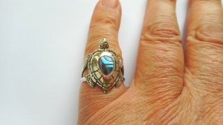 Vintage Sterling Silver Turtle Ring Set With Paua Paua Shell N4941