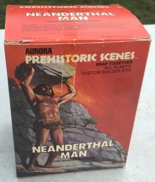 Vintage Aurora Prehistoric Neanderthal Man Model Kit Unassembled - Great Graphic
