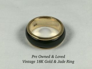 Vintage 18k Gold & Jade Band Ring