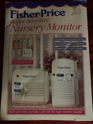 Vintage Fisher Price 1555 Sensitive Nursery Baby Monitor Wbox 1993
