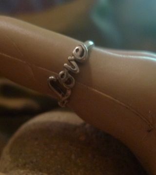 Estate Ring Vintage solid Sterling Silver text “ Love 