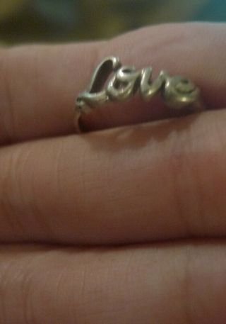 Estate Ring Vintage solid Sterling Silver text “ Love 