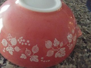 Pyrex Vintage 444 Pink Gooseberry Cinderella Nesting Mixing Bowl Pink White 4 Qt 2