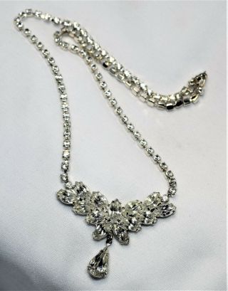 Elegant Vintage Spbc Lind Crystal Rhinestone Spray Marquis & Tear Drop Necklace