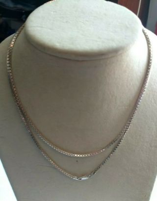 Vintage 925 Sterling Silver Italy 30 " Box Chain Necklace